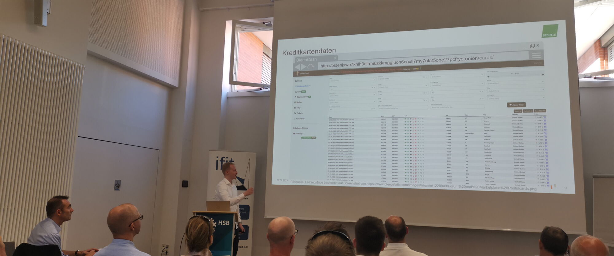 Abbildung 2: Vorstellung der Inhalte des Darknets durch den Referenten