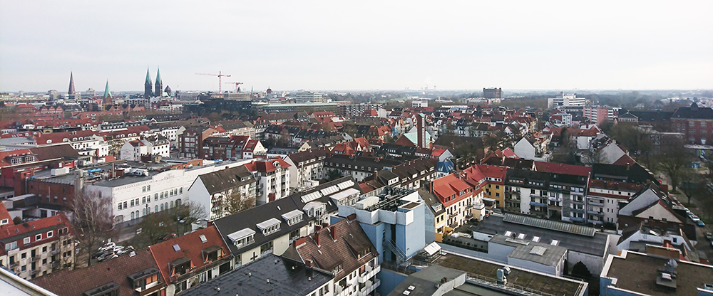 Blick über Bremen aus der Sky-Lounge der Hochschule Bremen
