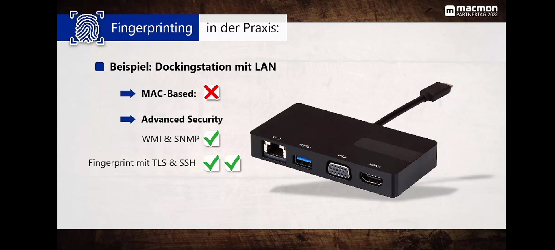 Abbildung 2: Fingerprinting in der Praxis am Beispiel einer Dockingstation